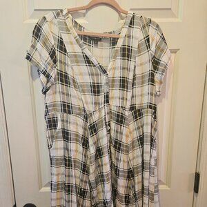 Torrid Yellow and White Plaid Dress
